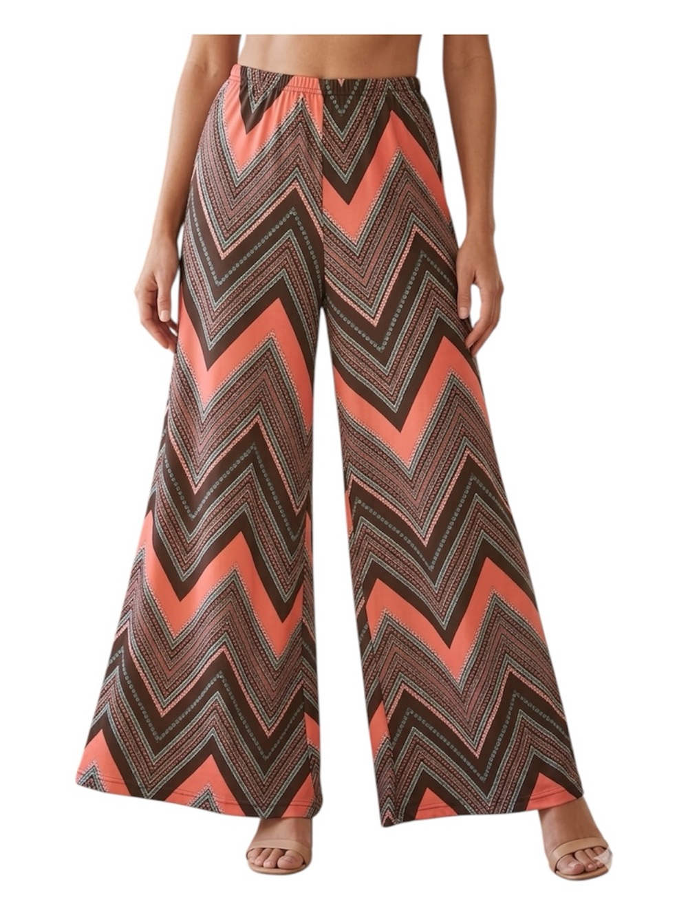 Zac & Rachel Wide Leg Palazzo Boho Chic Chevron Pull On Pants Size Medium